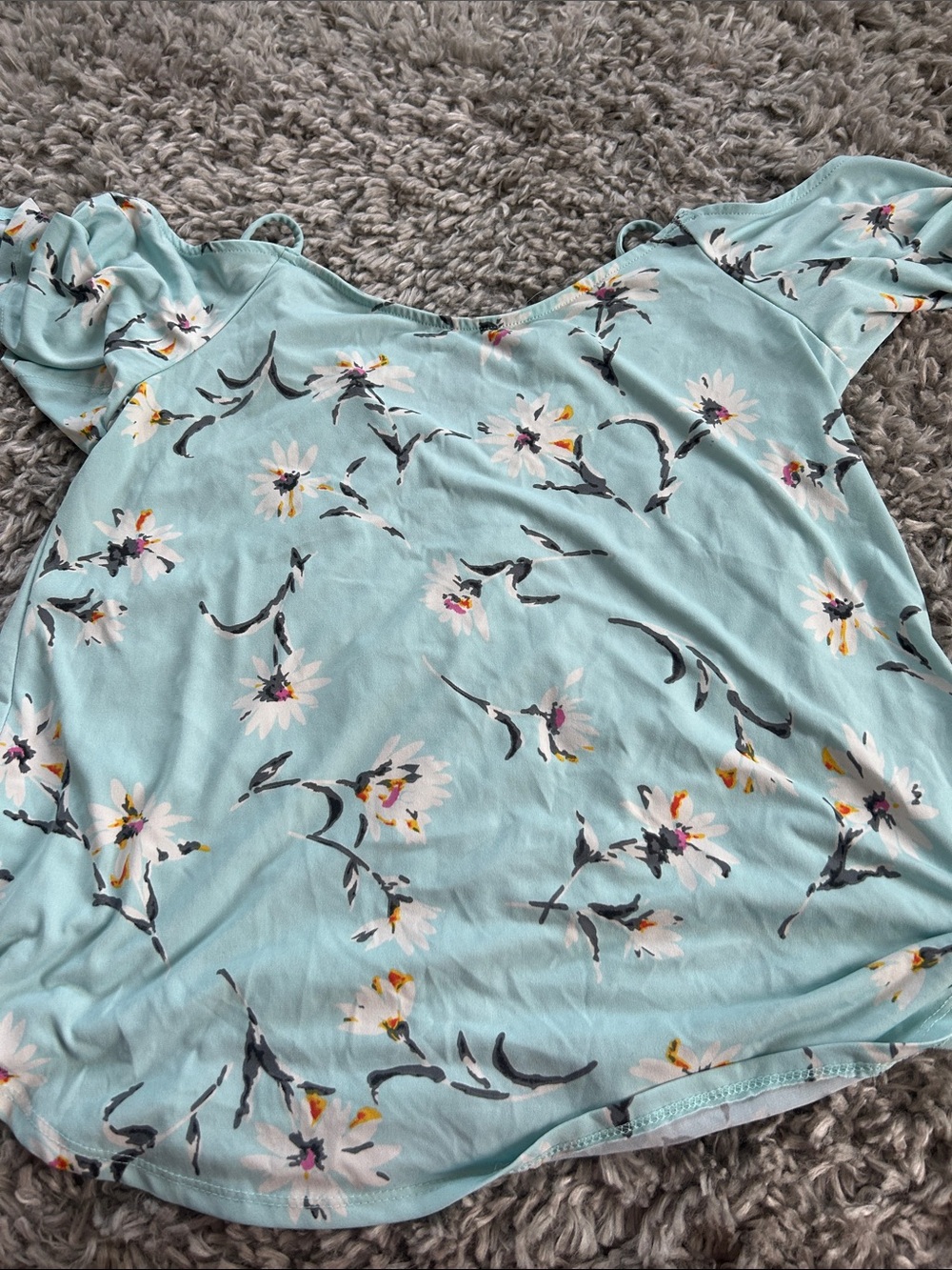 Light Blue Floral Off-Shoulder Women's Top